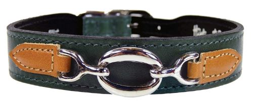 Hartman & Rose Leather Dog Collar – Luxury Pet Collar in Ivy Green Color with Tan Tabs Collection